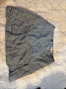 Reformation linen Navy and White Gingham Mini Skirt